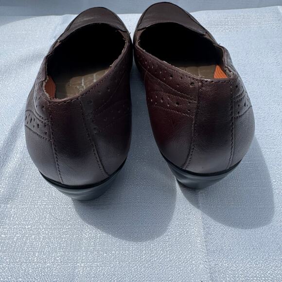 Structure Clarks Brown Leather Loafers Comfort Slip On Shoes Size 7M - Picture 5 of 8